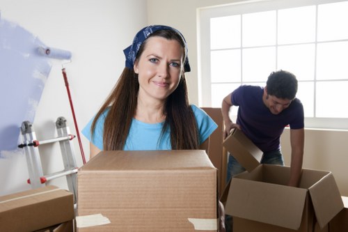 Careful packing of household belongings for a move in Yiewsley